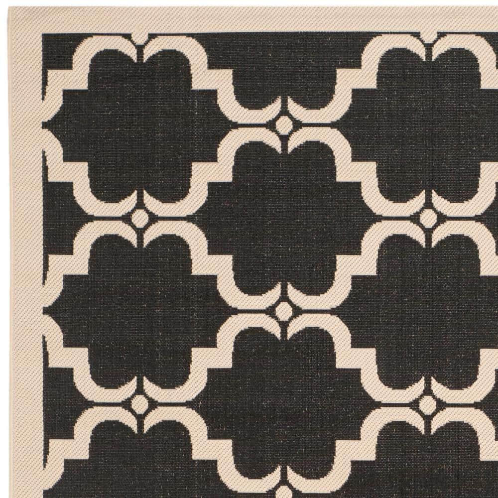 SAFAVIEH Courtyard Estelle Geometric Indoor/Outdoor Area Rug, 9' x 12', Black/Beige