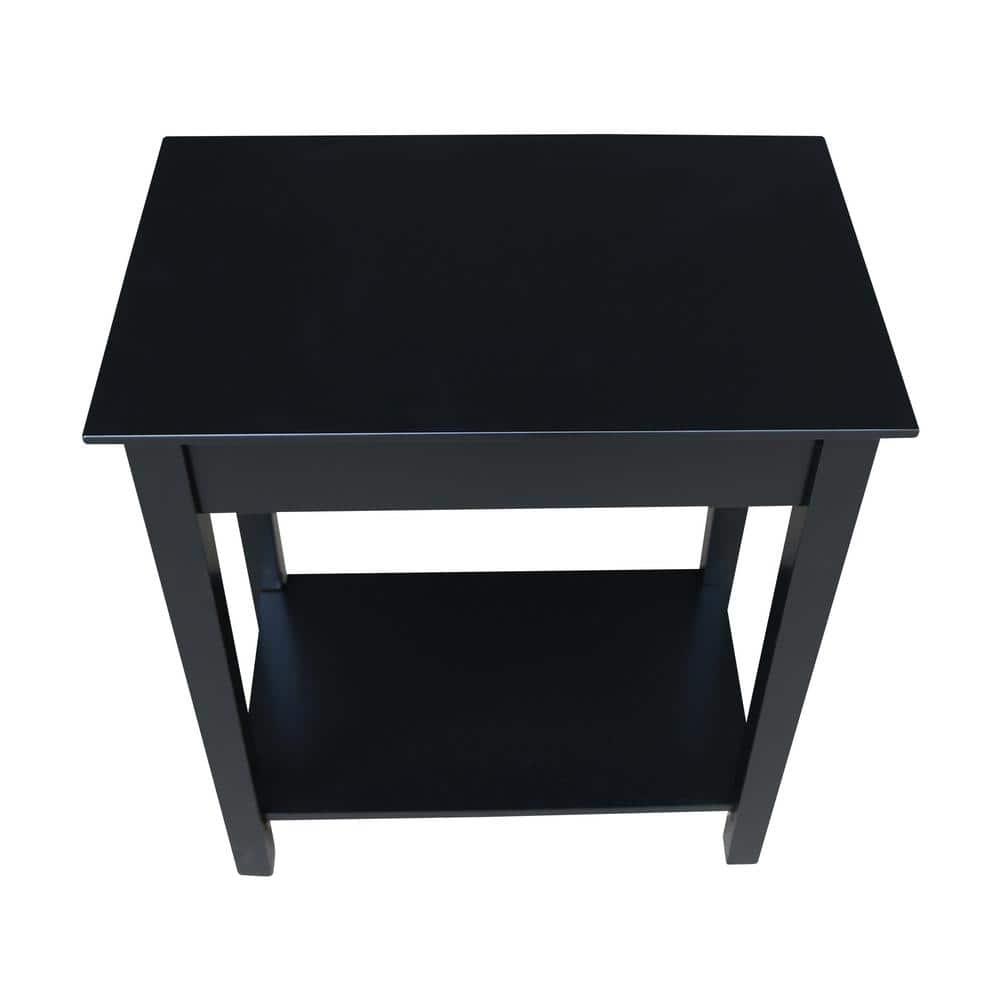 International Concepts Narrow End Table Black: Sleek Design with Drawer & Fixed Shelf for Living Room