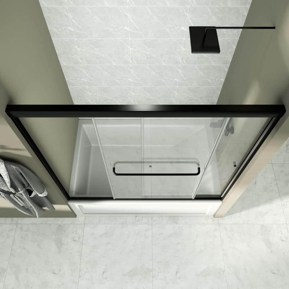 56 - 60 in. W x 58 in. H Semi-Frameless Sliding Bathtub Door in Finish with Clear SGCC Tempered Glass