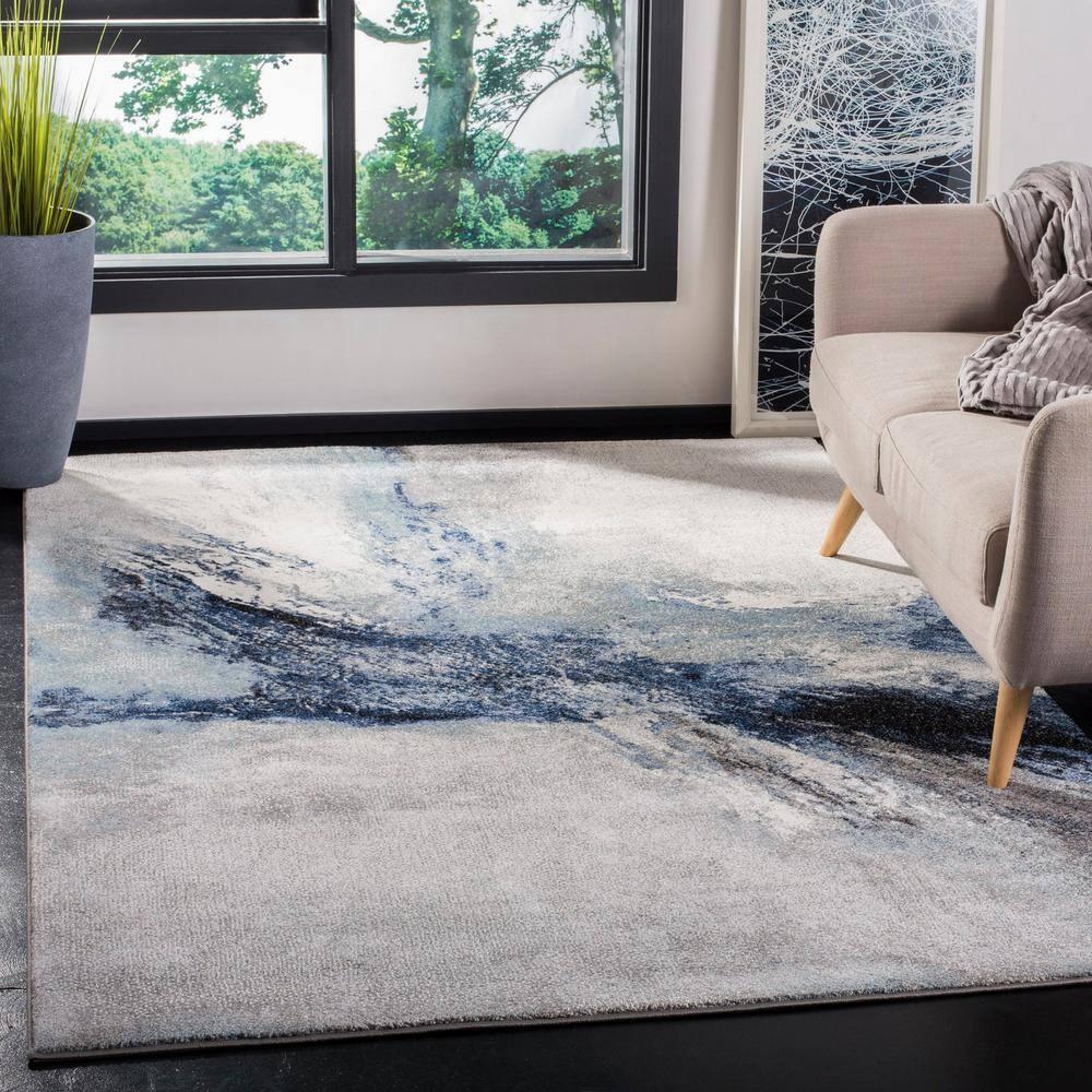 Galaxy GAL117 Power Loomed Indoor Area Rug - Blue/Grey - 6'7"x9' - Safavieh