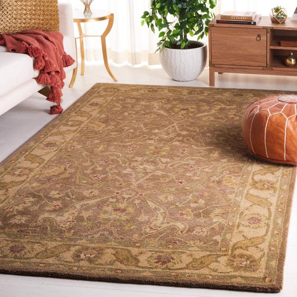 SAFAVIEH Antiquity Beaufort Traditional Floral Wool Area Rug, Brown/Gold, 3' x 5'