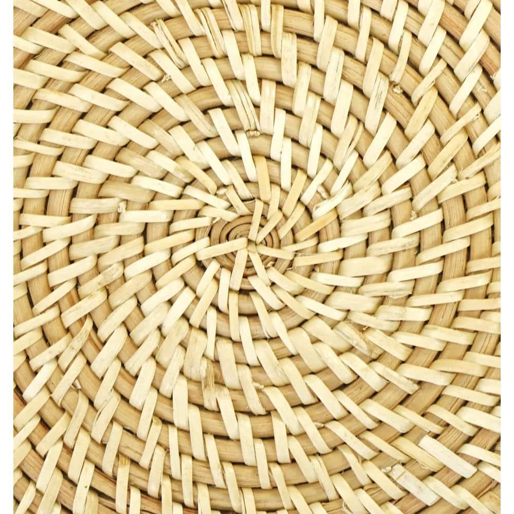 Vintiquewise Set of 4 Decorative Round 5.25'' Natural Woven Handmade Rattan Placemats