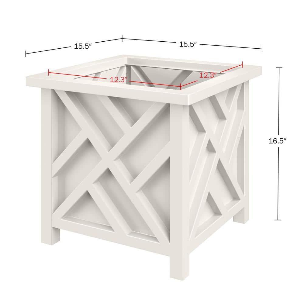 Pure Garden 15.5" Lattice Planter Box, White