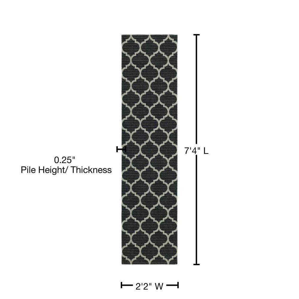 Unique Loom Decatur Collection Area Rug - Trellis (2' x 8' Runner Black/Ivory)