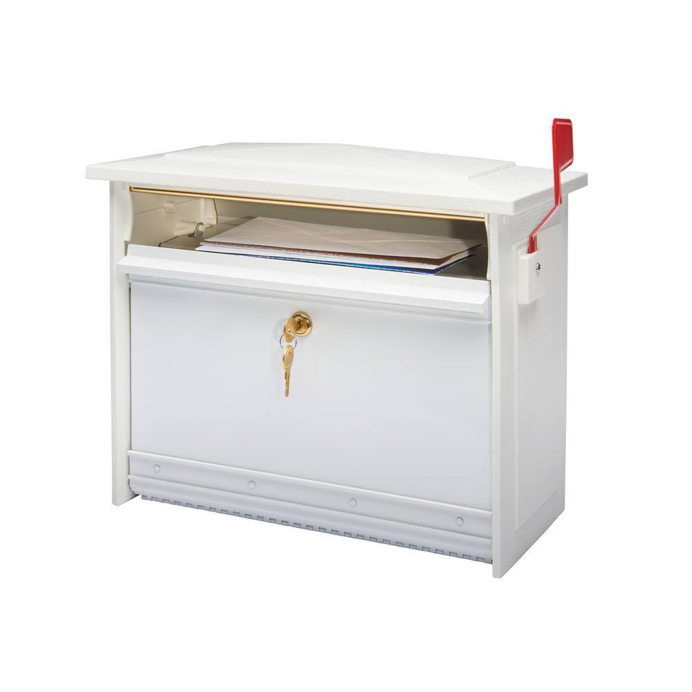 Architectural Mailboxes Mailsafe Locking, Plastic, Medium, Wall-Mount Mailbox in White