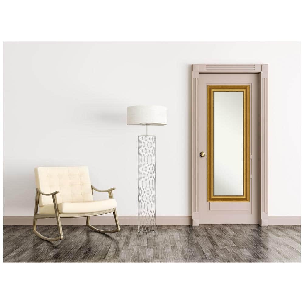 20" x 54" Non-Beveled Parlor Gold Full Length on The Door Mirror - Amanti Art: Includes Hooks, Polystyrene Frame, No Assembly Required
