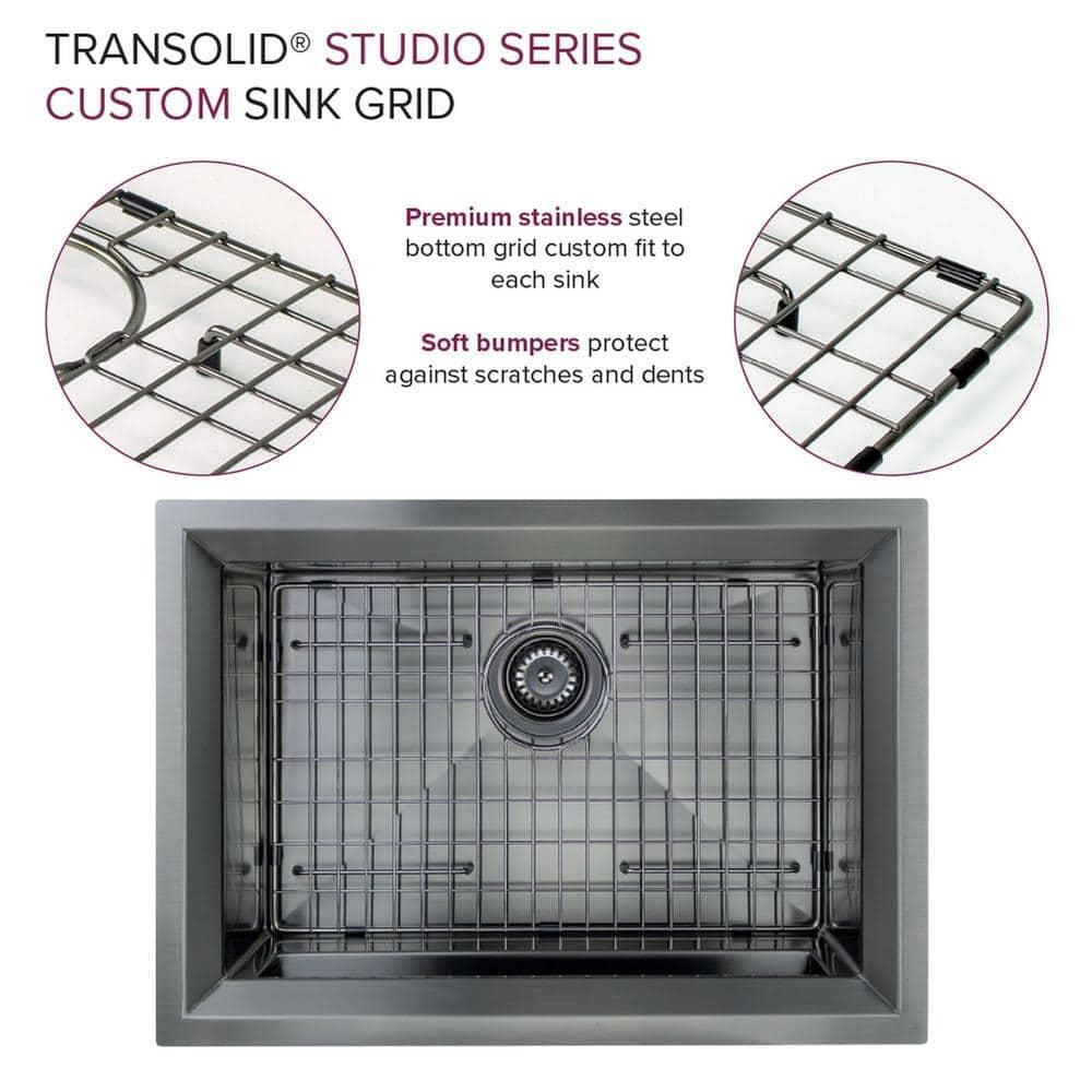 Transolid Studio 26-in x 19-in x 11-in Undermount Stainless Kitchen Sink, SinkPocket, Grid, Strainer