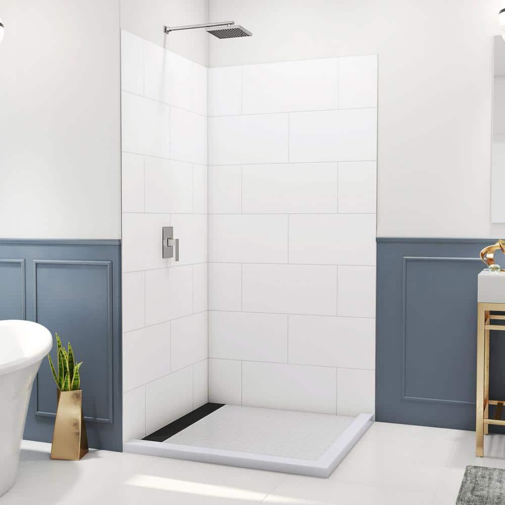 DreamLine DreamLine DreamStone 42 in. D x 42 in. W x 84 in. H Corner Shower Wall Kit in White Traditional