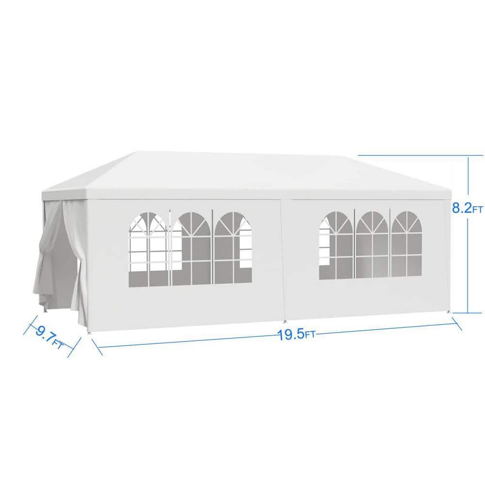 ZENSTYLE Gazebo Party Outdoor Tent in White,10 x 20' with 6 Side Walls Wedding Canopy Cater Events