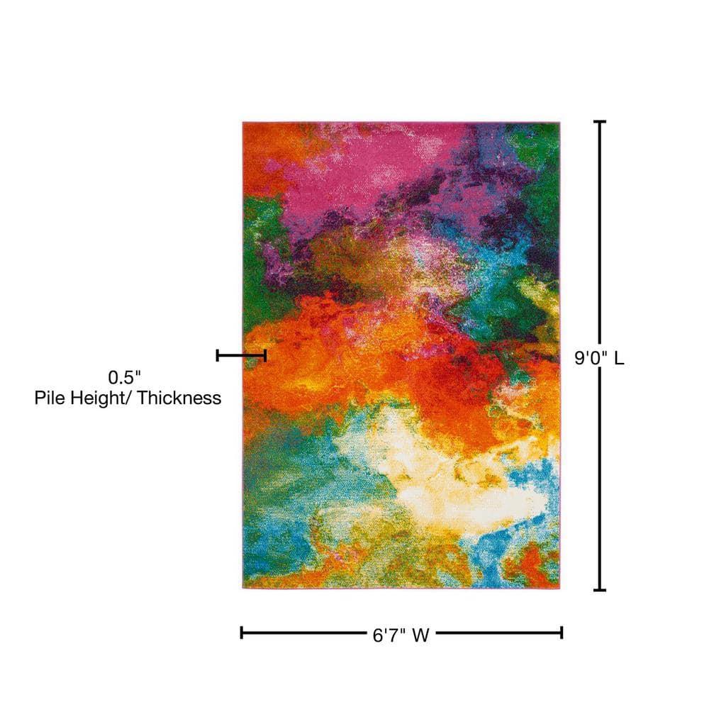 Watercolor WTC619 Power Loomed Area Rug - Orange/Green - 6'7"x9' - Safavieh.