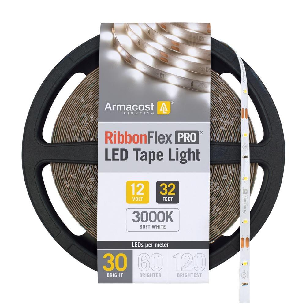 Armacost Lighting RibbonFlex Pro, 12V, 3000K, 30LEDs/M, IP20, 10M Under Cabinet Tape Light 141250