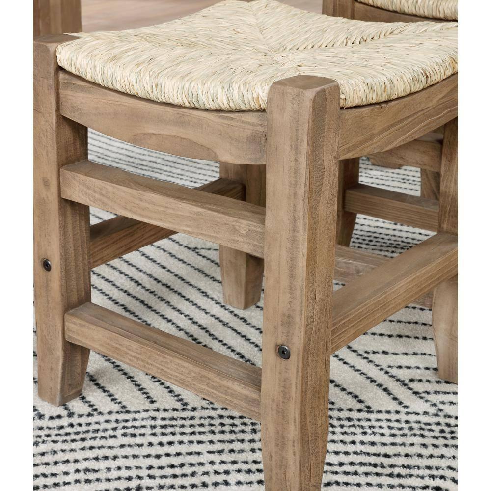 Alaterre Furniture Newport 18"H Wood Stool with Rush Seat