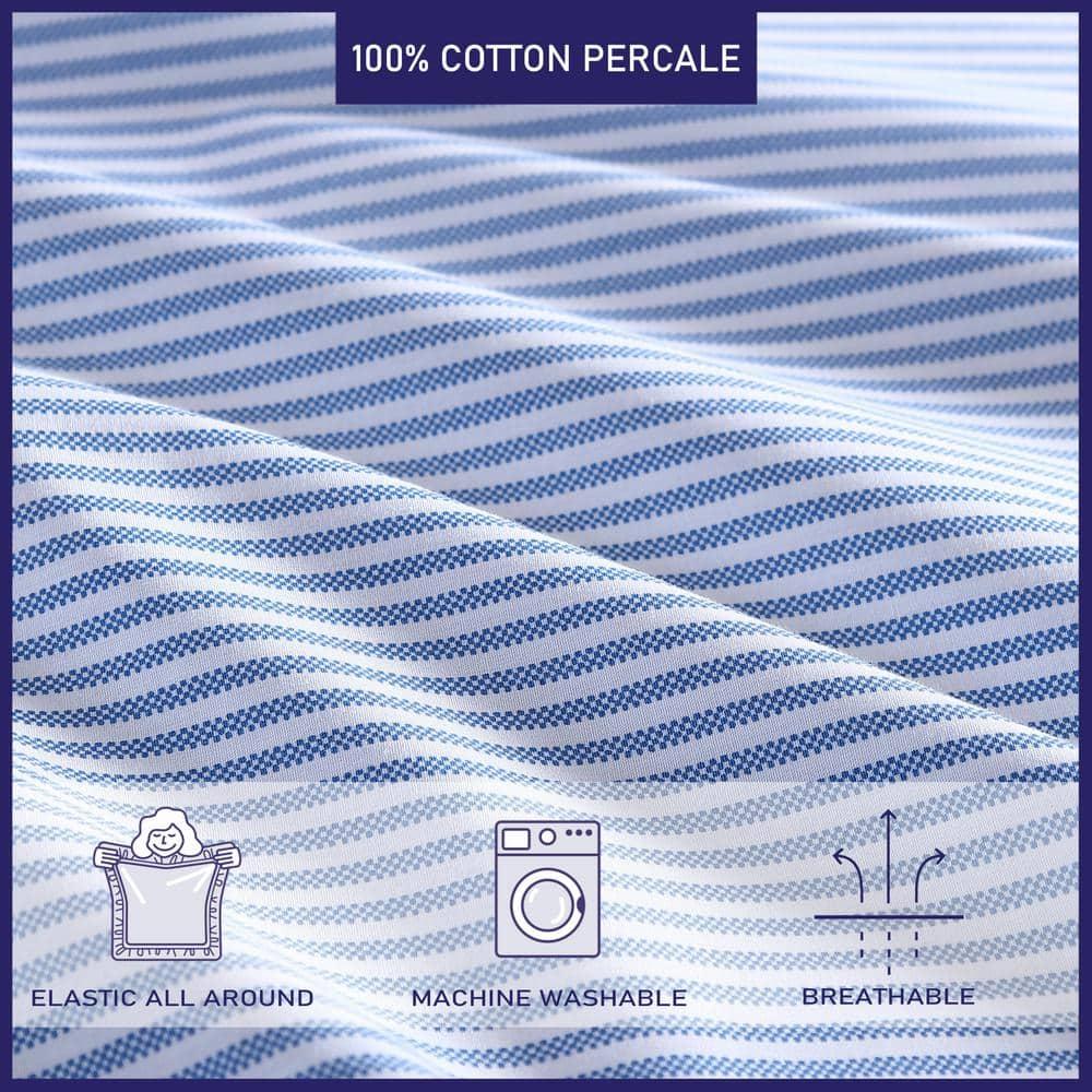 Oxford 200 Thread Count Striped 100% Cotton Percale Sheet Set