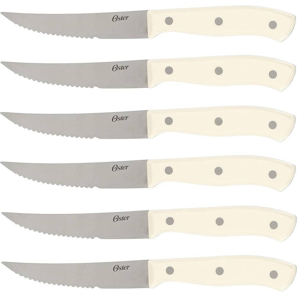 Oster Oster Evansville 14 Piece Stainless Steel Blade Cutlery Set in White