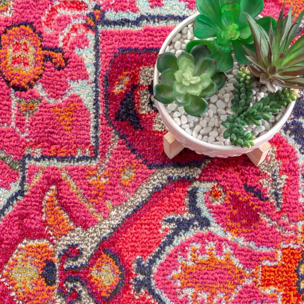 4'x6' Vintage Mackenzie Area Rug Pink - nuLOOM: Medallion Pattern, Low Pile, Indoor, Machine Made, Jute Backing