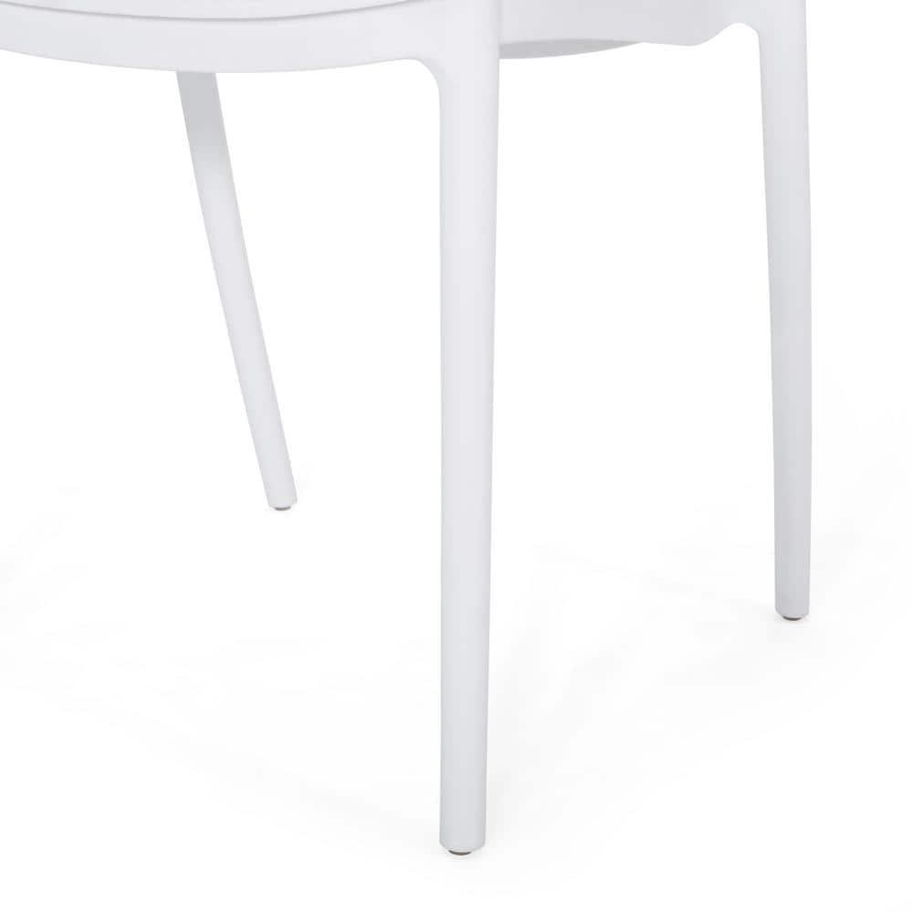 Noble House Ivy Stacking Plastic Patio Dining Side Chair in Black (Set of 4)