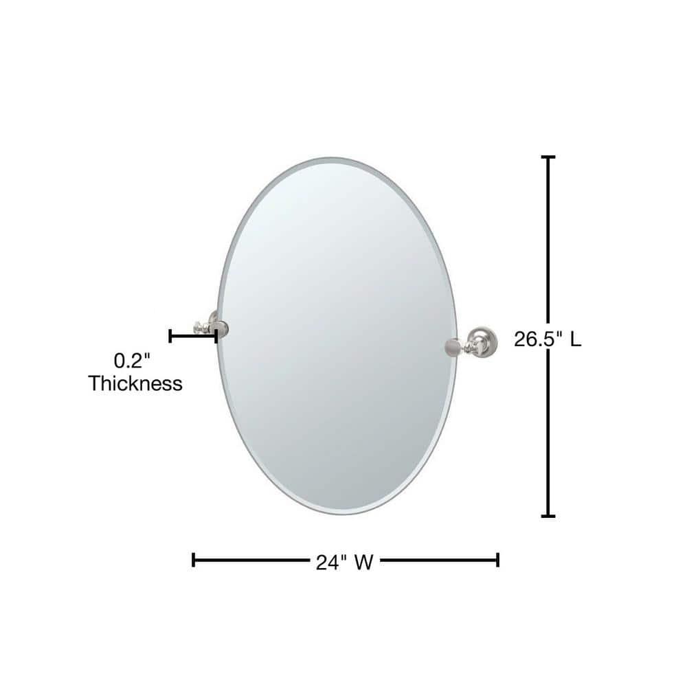 Tavern Wall Mount Frameless Oval Bathroom Vanity Mirror | Pivoting (Tilting) and Beveled Wall Mirror