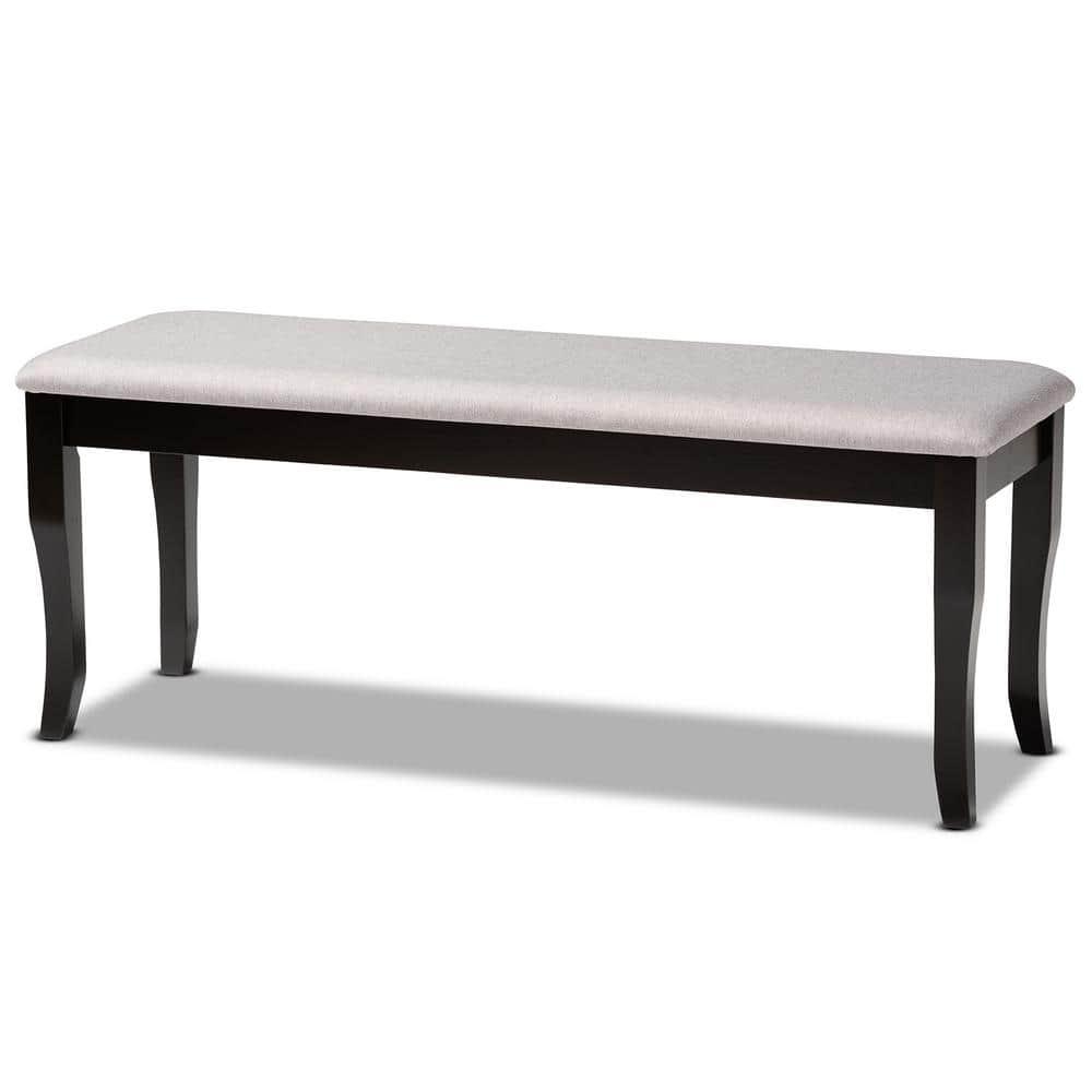 Cornelie Fabric Upholstered Wood Dining Bench Gray/Dark Brown - Baxton Studio