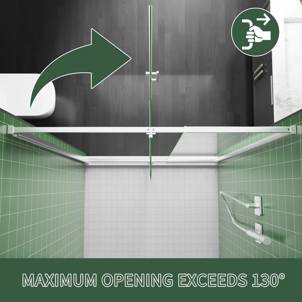 38-42" W x 71" H Piovt Swing Glass Shower Door,Pivot Semi-Frameless Glass Shower Door with 1/4"(6mm) Clear SGCC Tempered Glass,Chrome Finish Shower Doors,Reversible Installation