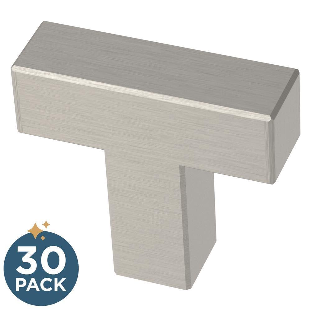 Franklin Brass Simple Modern Square (10-Pack) Cabinet Knobs | Stainless Steel Handles for Dresser Furniture Drawers/Kitchen/Door/Bathroom | 1-1/4" P46678K-SS-B