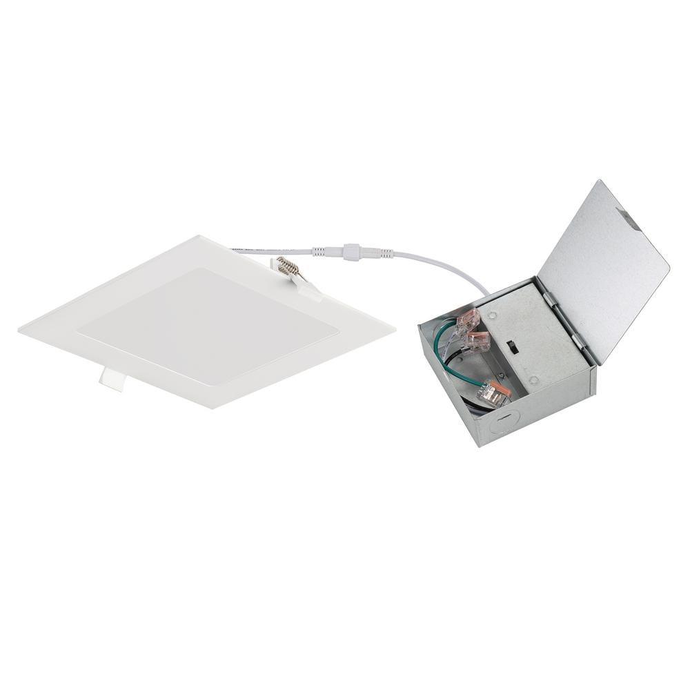 6 in Square 800 Lumens Selectable CCT Integrated LED Canless Slim Panel Light, EV685SWK50WH