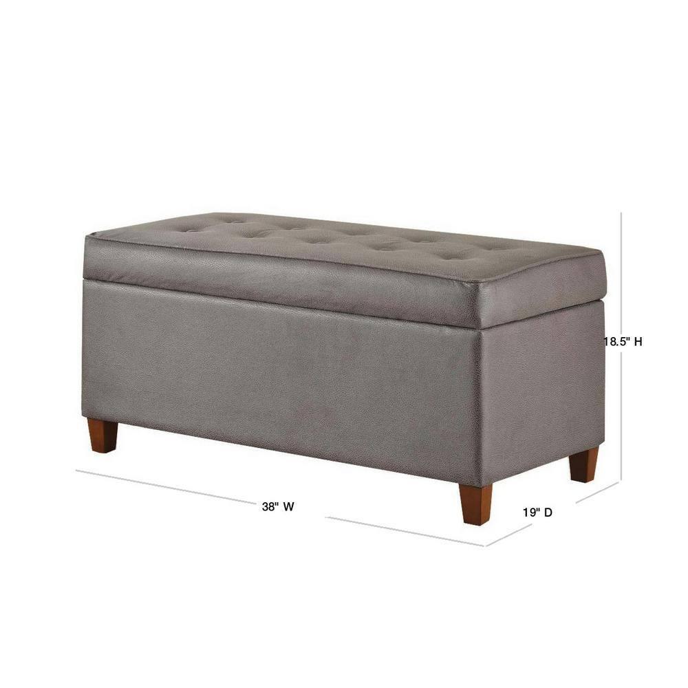 Classic Tufted Medium Bench Vegan Leather Light Brown - HomePop: Upholstered Ottoman, Entryway Seating