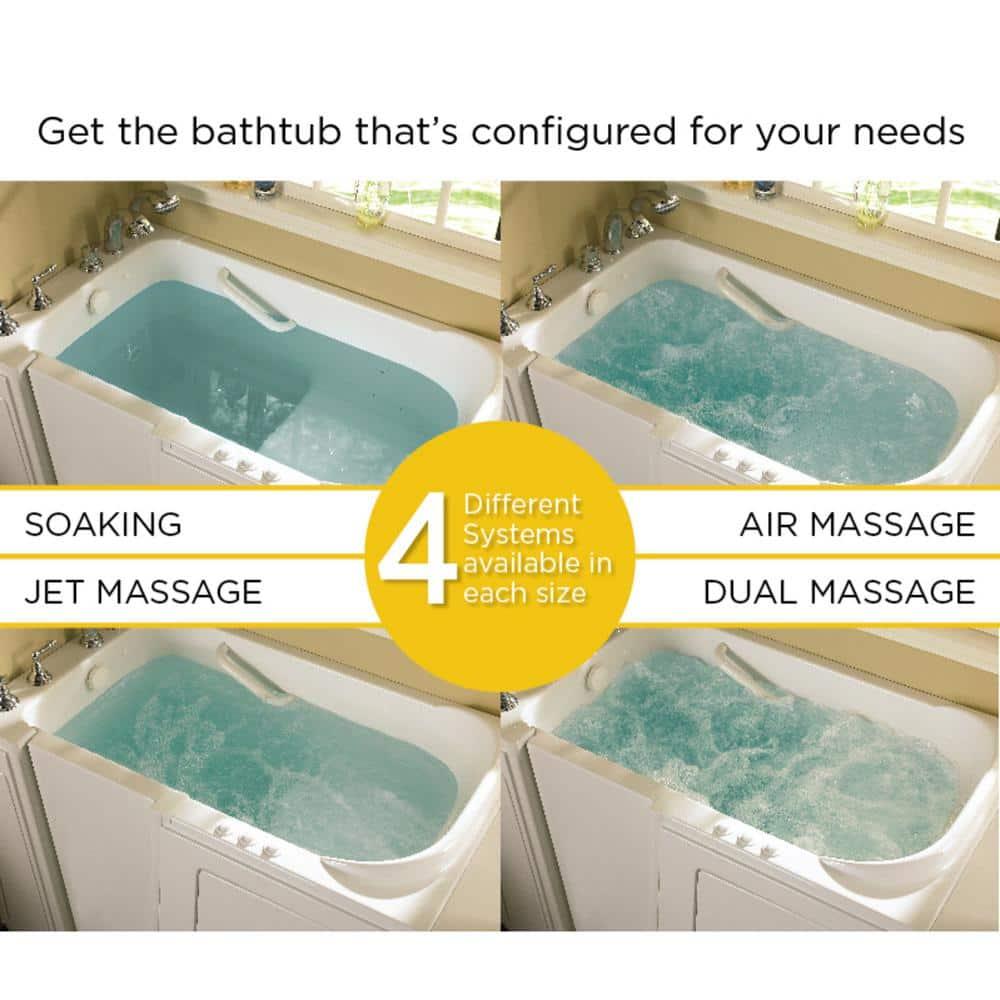 Safety Tubs 48'' x 29.75'' Walk-in Soaking Fiberglass Bathtub with Faucet SSA4828LS-WH