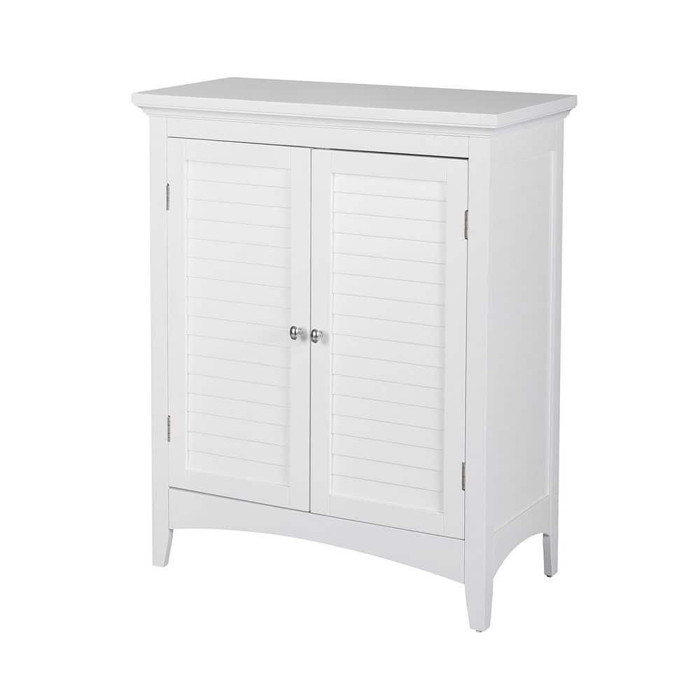 White Engineered Wood Bathroom Floor Cabinet with Adjustable Shelving