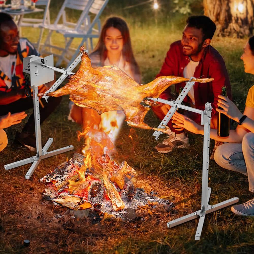 Electric BBQ Rotisserie Grill Kit, 132 lbs. Capacity, 56 in., 52W Motor, Stainless Steel, Spit Rod for Pig, Lamb