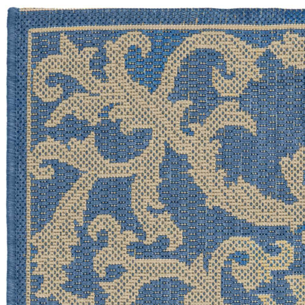 Courtyard CY2653 Power Loomed Indoor and Outdoor Accent Rug - Blue/Natural - 2'x3'7" - Safavieh