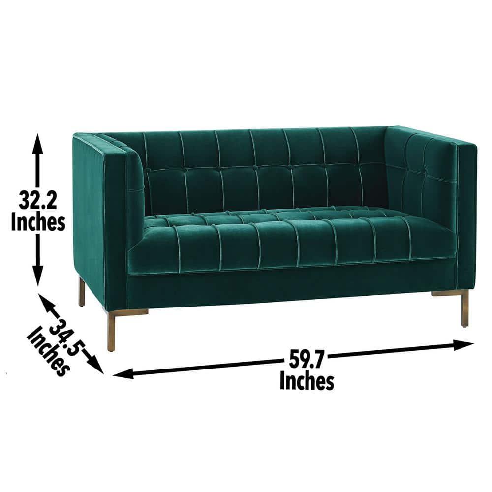 Isaac 84" Green Velvet Tufted Tuxedo Arm Sofa
