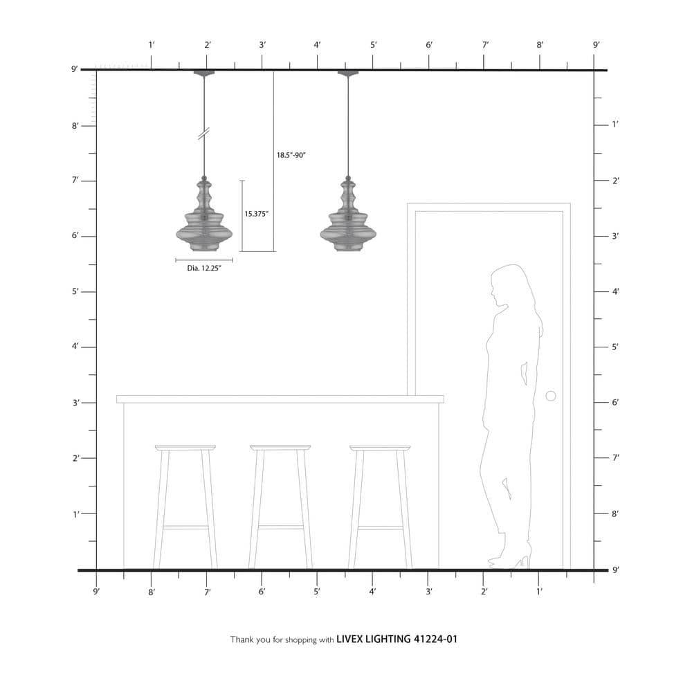 Livex Lighting Art Glass 1 - Light Pendant in  Antique Brass