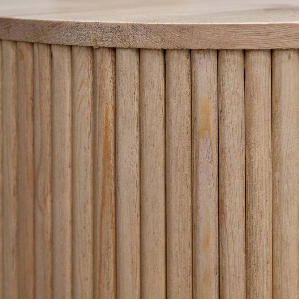 Benjara Izya 74 Inch Cocktail Coffee Table, Reeded Fluted Base, Brown Solid Wood