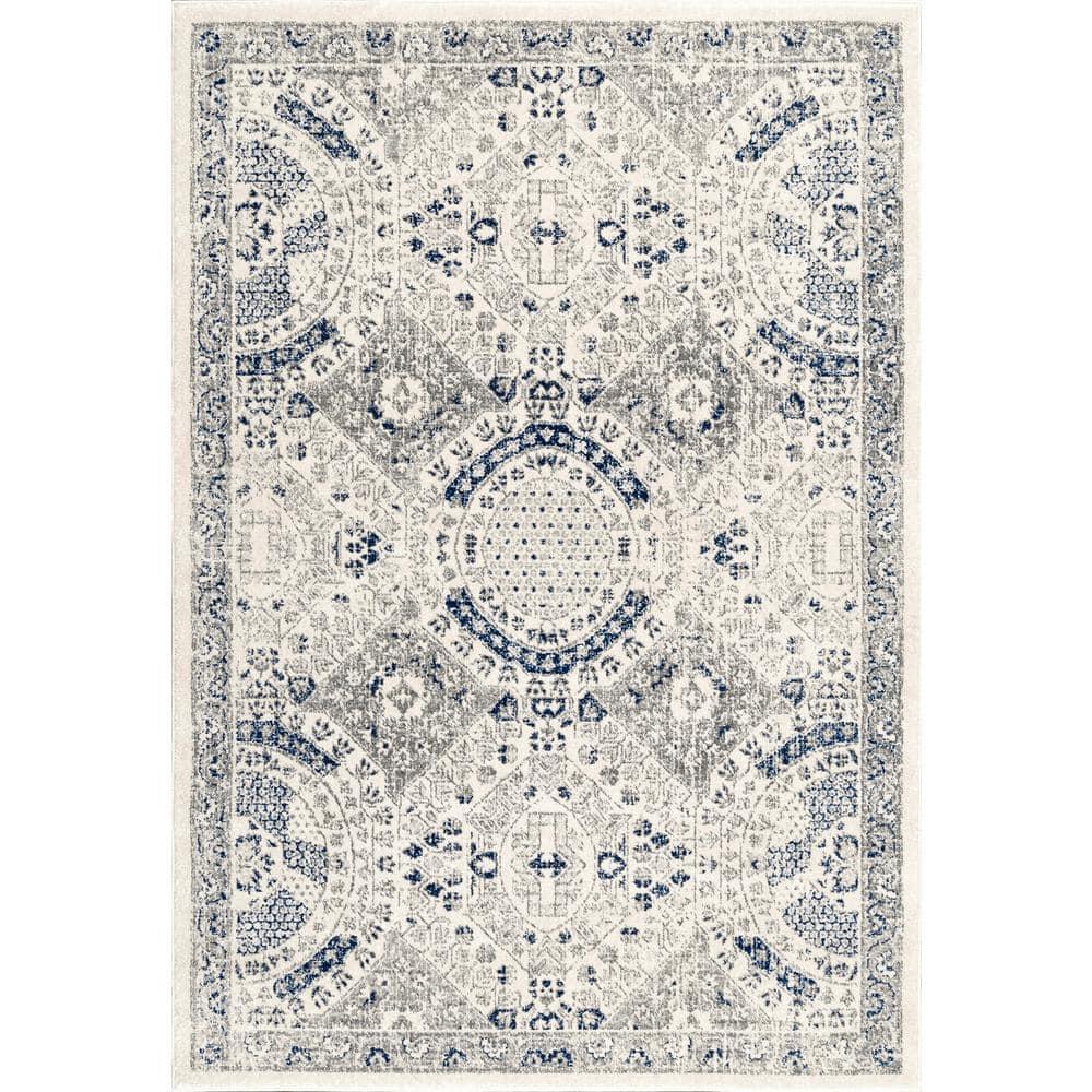 Nuloom Minta Medallion 2x3 Accent Indoor Area Rug for Living Room Bedroom Dining Room Entryway Kitchen, Blue/Off White