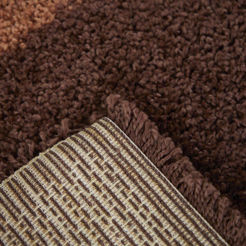 Balta  Jordan Modern Color Block Shag Area Rug Burnt Orange 4'4" x 6' 4' x 6' Tan, Gold, Cream