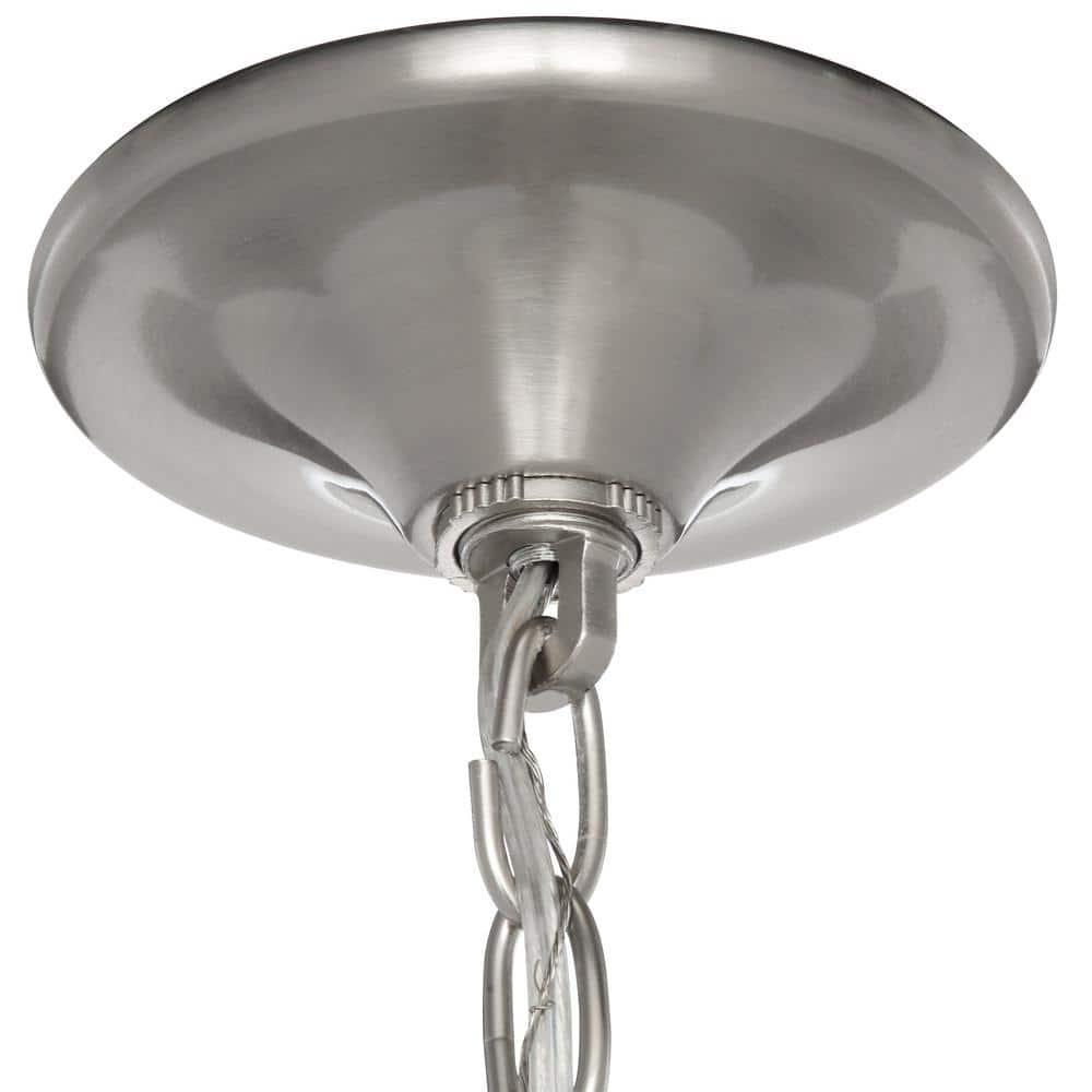 Progress Lighting Inspire 3-Light Inverted Pendant, Brushed Nickel, Off-White Linen Shade