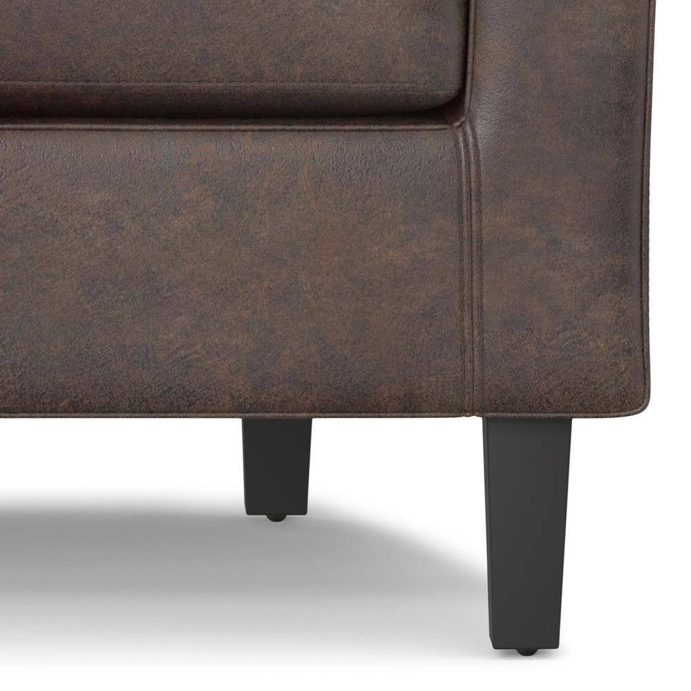 Simpli Home Austin 30"W Upholstered Vegan Faux Leather Contemporary Tub Accent Chair with High Arms and Deep Seat