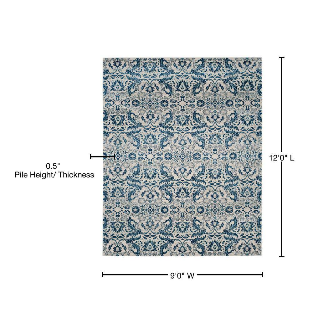 SAFAVIEH Evoke Ksenija Floral Vines Area Rug, Ivory/Blue, 9' x 12'