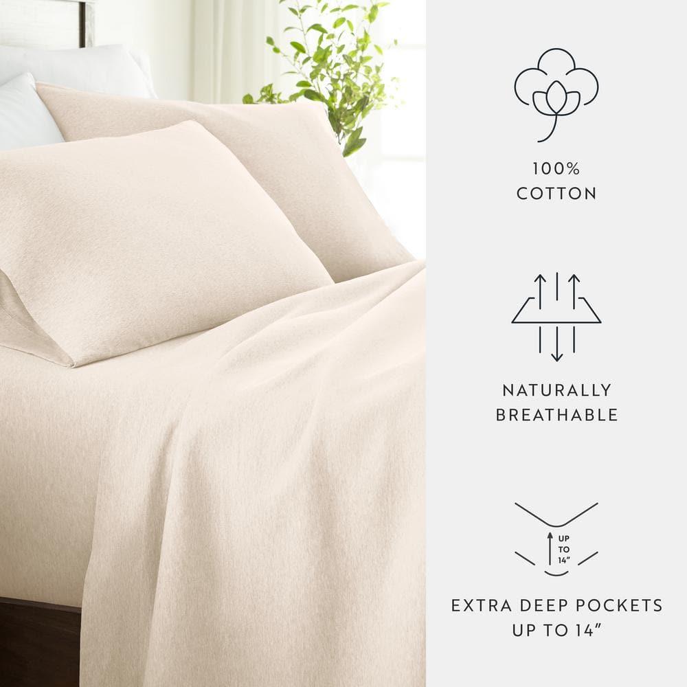 4 Piece 100% Cotton Jersey Knit Sheet Sets
