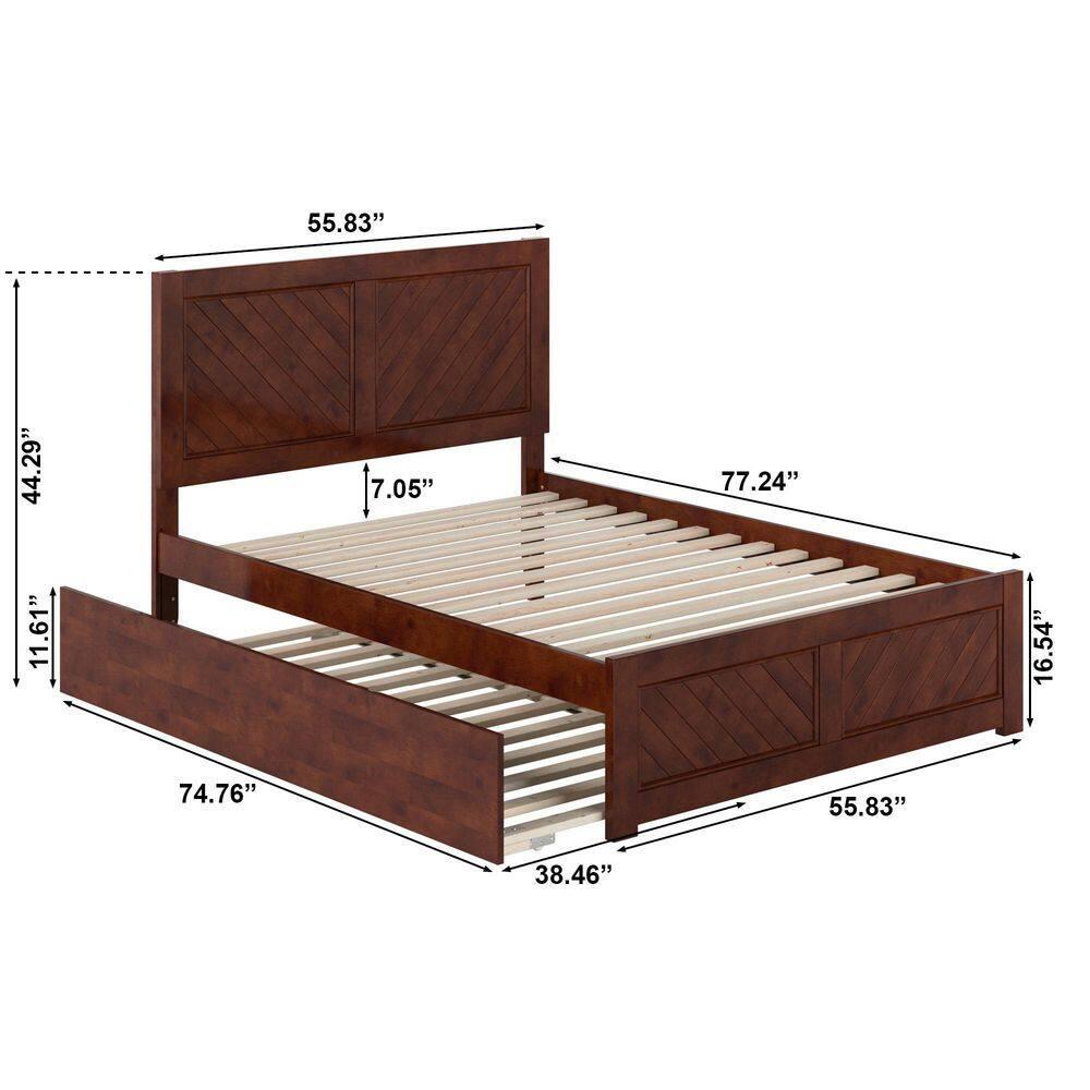 AFI Canyon Walnut Solid Wood Platform Bed with Matching Footboard & Twin Trundle, Full