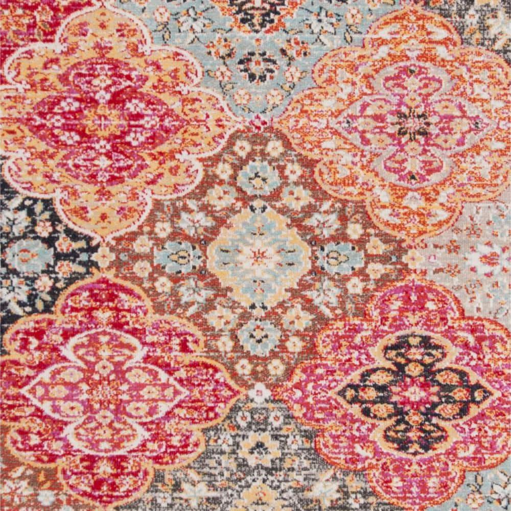 Montage MTG281 Power Loomed Indoor/Outdoor Area Rug - Red/Aqua - 8'x10' - Safavieh