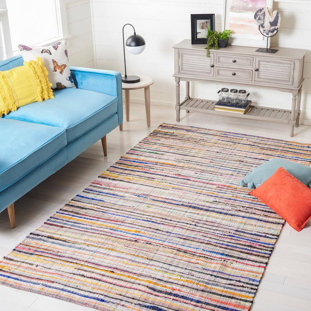 Rag Rug RAR240 Hand Woven Indoor Accent Rug - Ivory/Multi - 2'6"x4' - Safavieh.