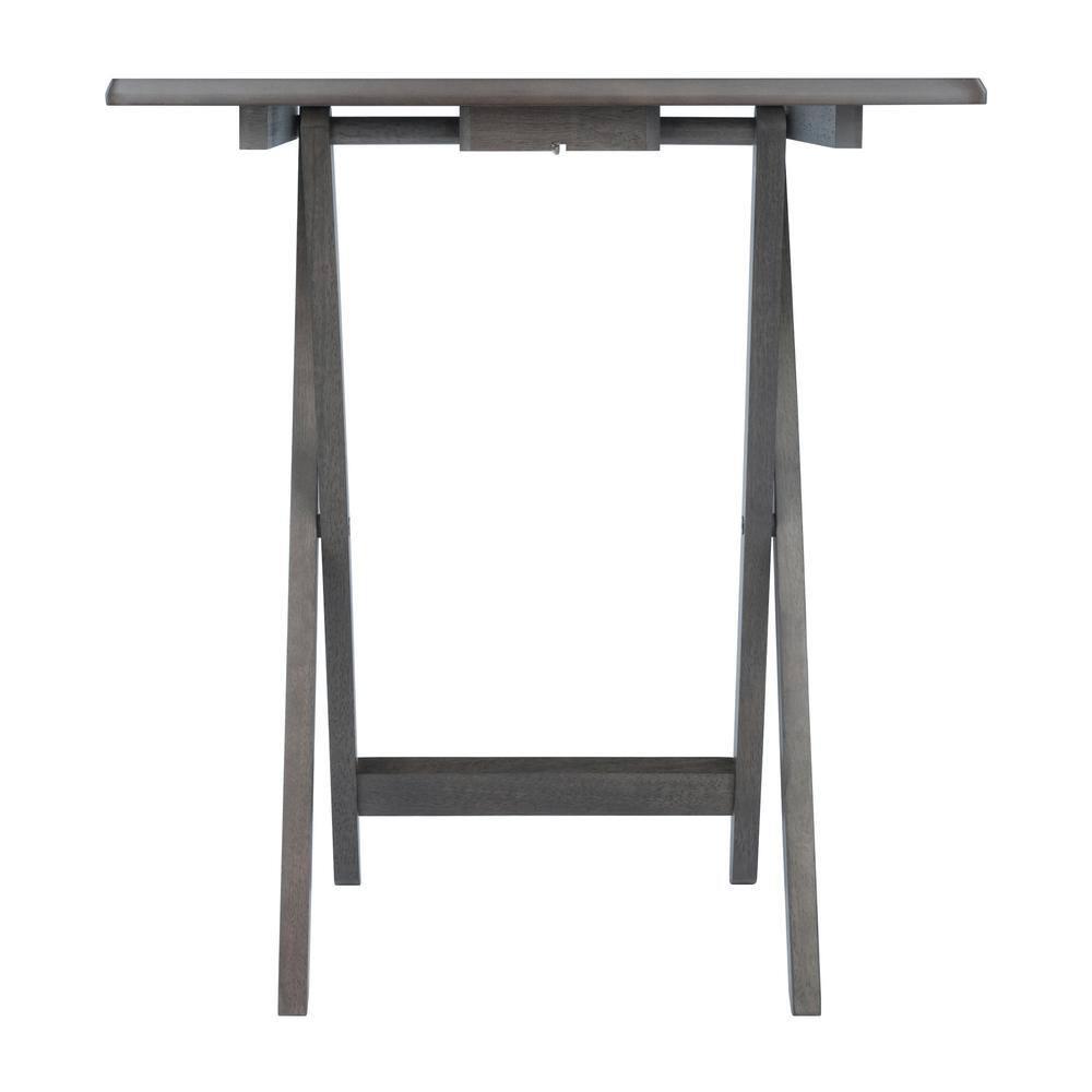5pc Set Dorian Snack Tables Oyster Gray - Winsome: Portable, Oversized Tops, Storage Stand