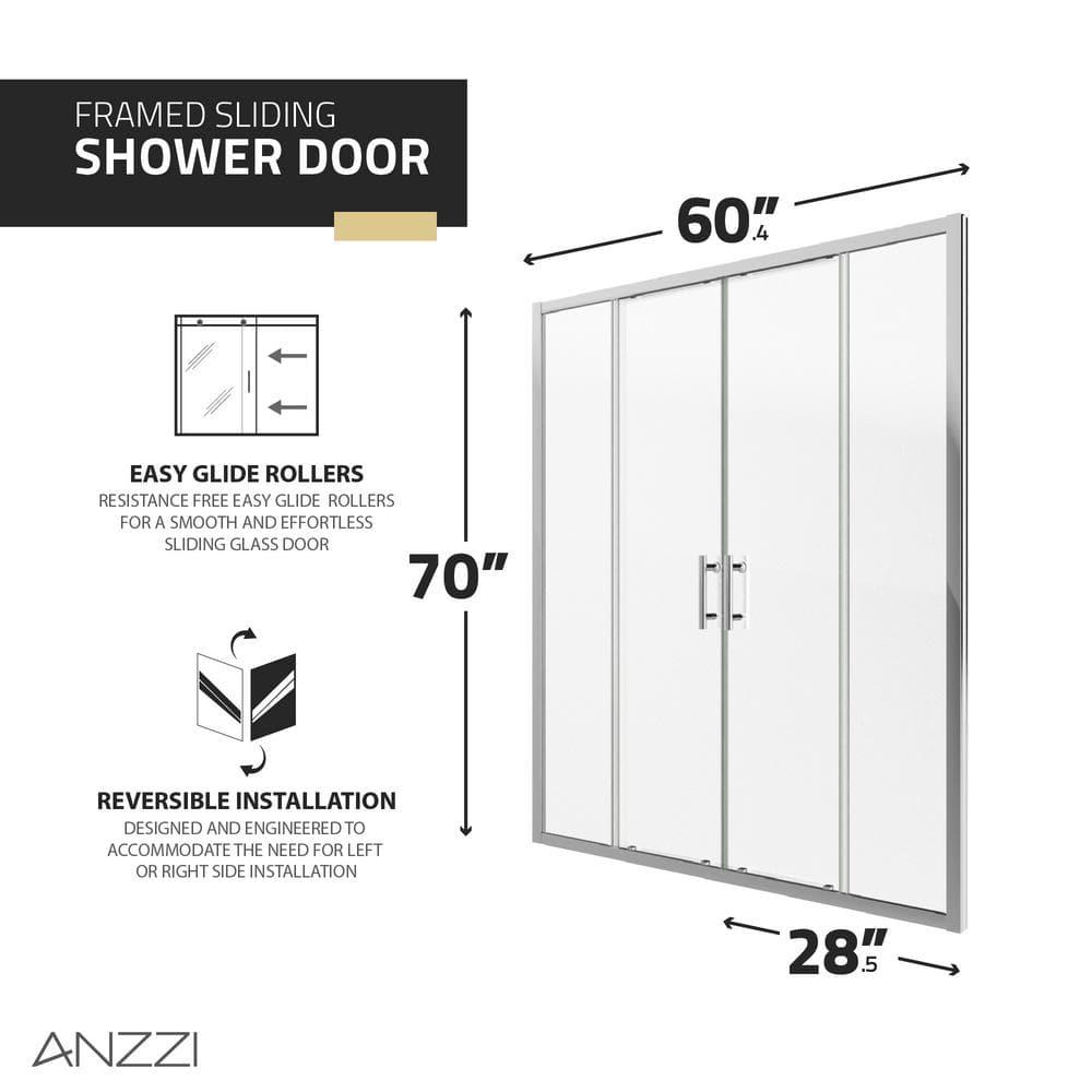60" - 60.4" W x 70" H Framed Shower Door
