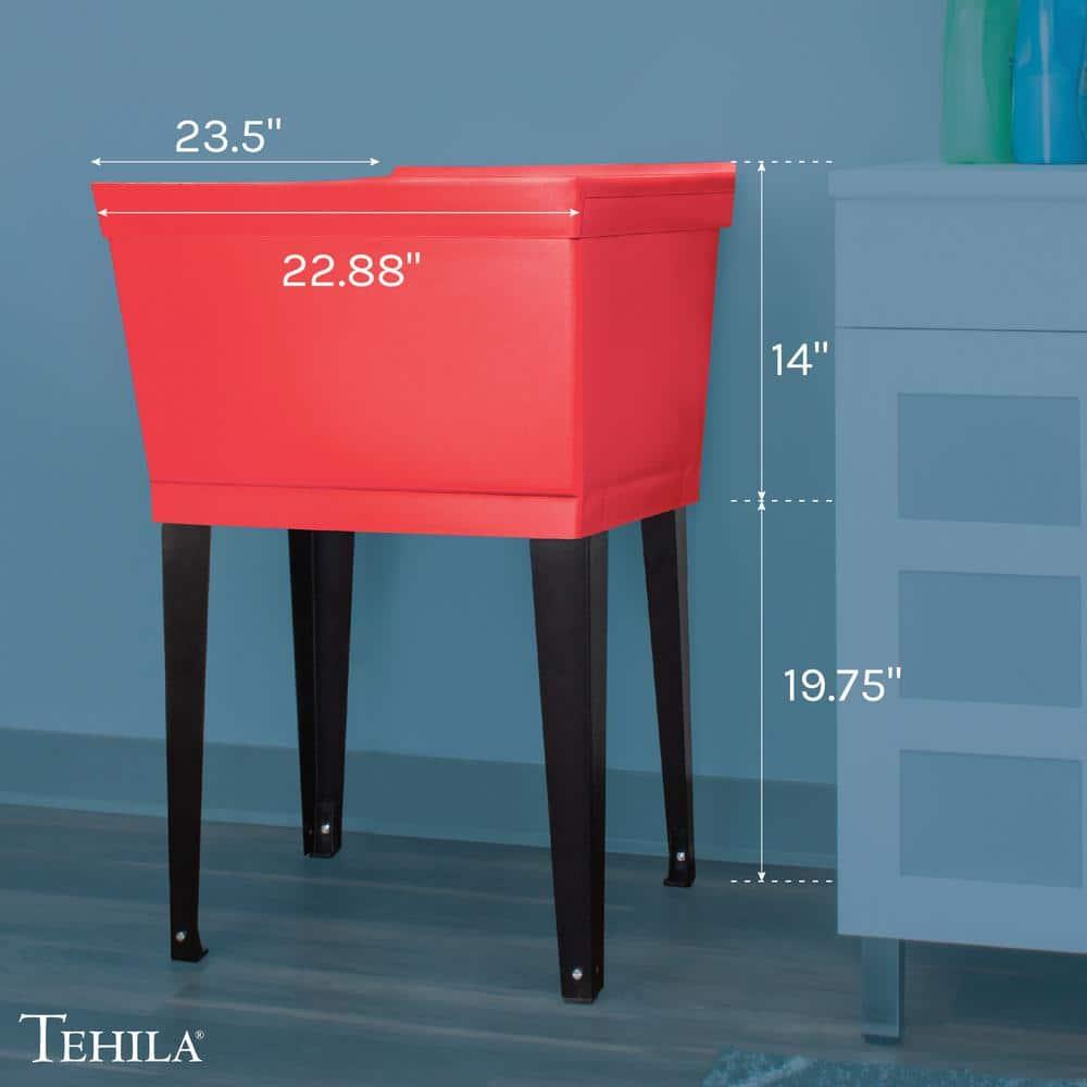 19 Gallon Utility Sink Laundry Tub by JS Jackson Supplies with Adjustable Metal Legs, Ideal for Laundry room, Basement, or Garage Workshop. Heavy Duty Shop Sink. No Faucet Included