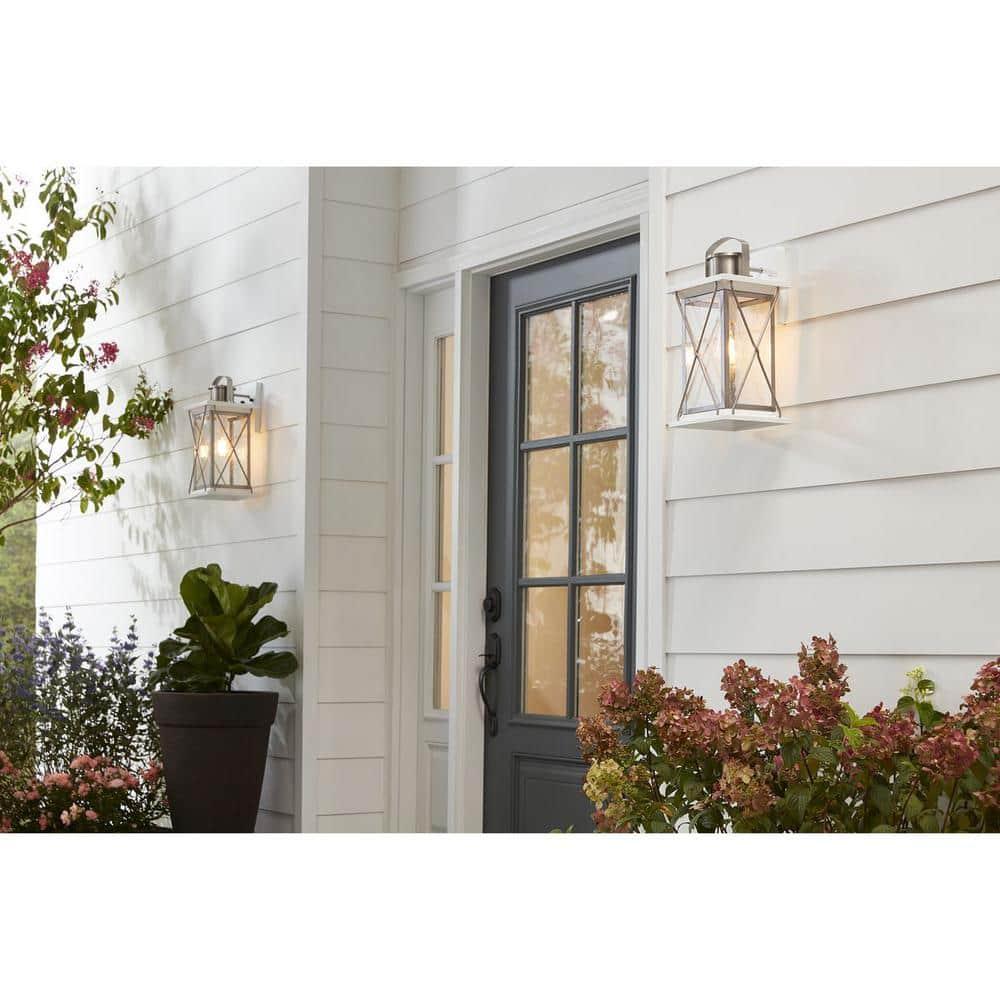 Progress Lighting Barlowe 1-Light Outdoor Wall Lantern in Stainless Steel with Clear Seeded Glass