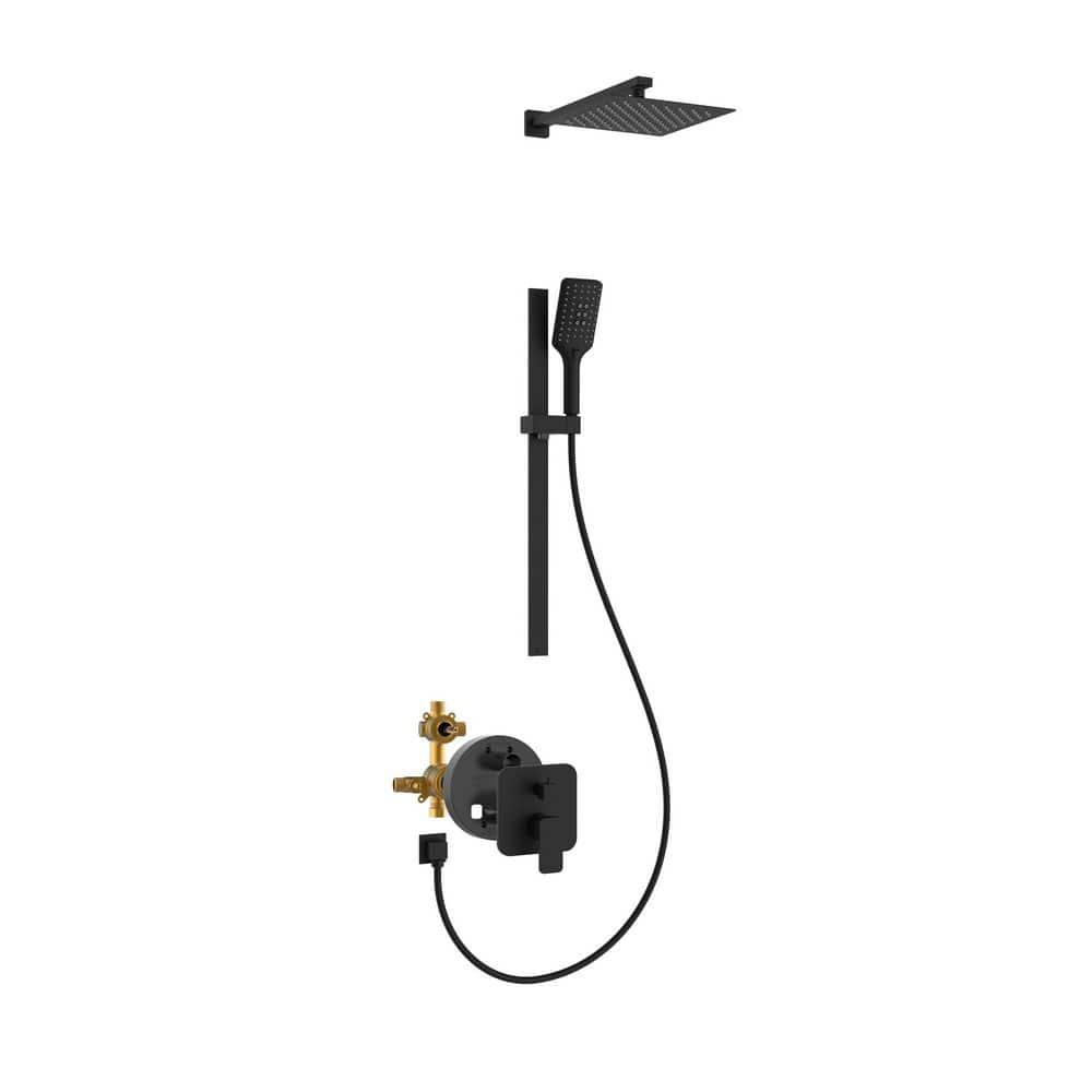 Pulse Showerspas Resort 10-in Rain Showerhead Combo Shower System with Adjustable Handshower Slide Bar and Pressure Balanced Mixing Valve 3008-MB-1.8GPM