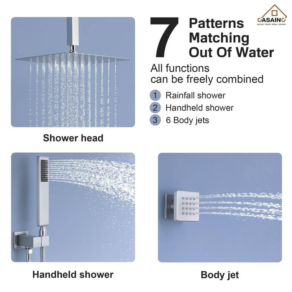 Large Chrome Dual Shower Head with Handheld and Body Jets