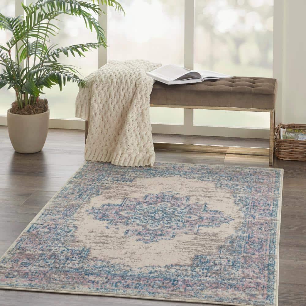 Nourison Grafix GRF14 Ivory/Pink Area Rug - Ivory/Pink 3' x 5'