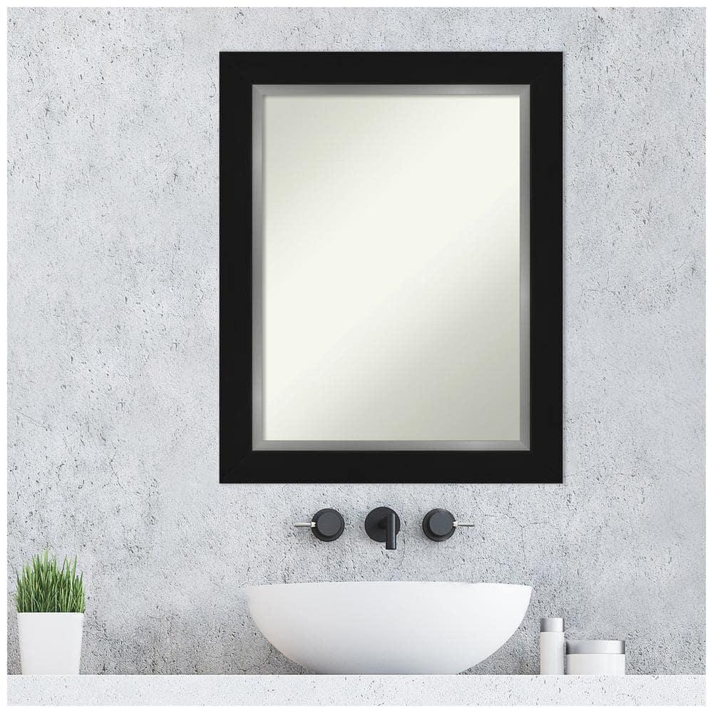 24" x 30" Non-Beveled Eva Bathroom Wall Mirror Black - Amanti Art: Polystyrene Frame, Wall Mount